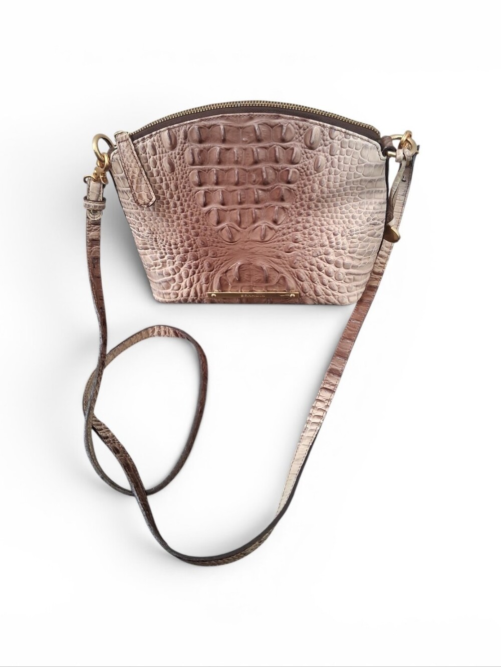 Brahmin Mini Duxbury Champagne Melbourne Croc Embossed Leather Crossbody